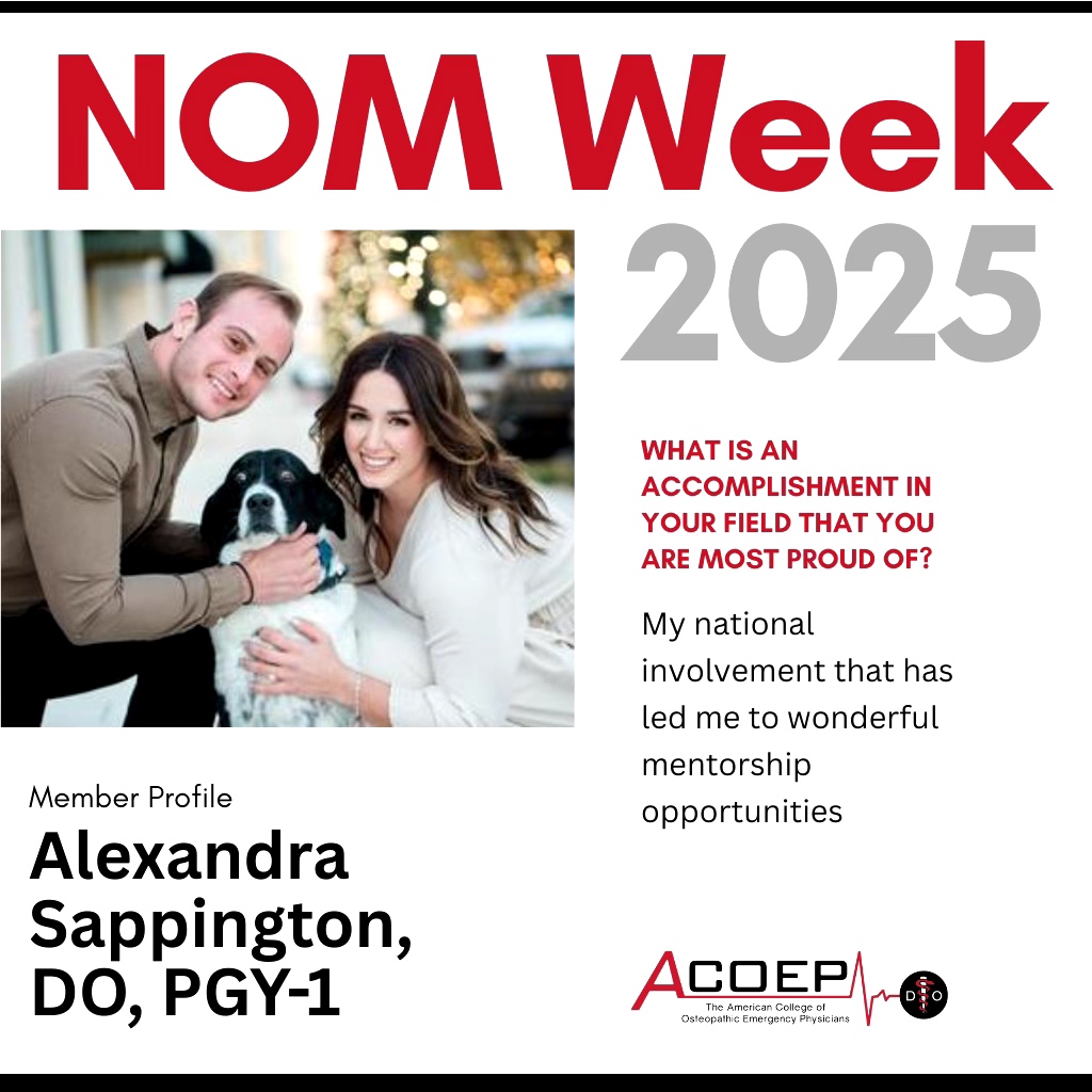 Meet Alexandra Sappington, DO, PGY-1—a future EM leader whose passion for community and connection defines her journey.
For her, ACOEP isn’t just a network—it’s family. 💙
#ACOEP #NOMWeek #DOProud #DOProud150Years