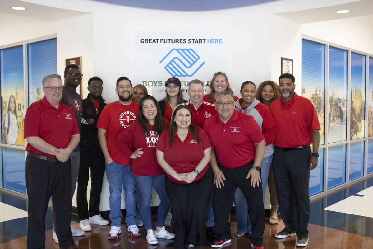 bgcghouston's tweet photo. ๐ The @HoustonRockets are in the PLAYOFFS, and we showed our pride for City-Wide Rockets Red Day by wearing red and repping our Rockets gear!
Cheering loud for our hometown teamโletโs go, #LiftoffInRed
#ClutchCity #RocketsPlayoffs #BGCGH #GreatFutures #Houston https://t.co/l29MQf8NJo