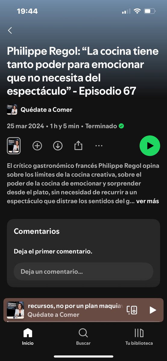 La semana Santa del año pasado yendo de viaje tuve la suerte de oir este podcast de <a href="/cristinajolonch/">Cristina Jolonch</a> entrevistando a <a href="/PhilippeRegol/">Philippe Regol</a>  y me pareció tan interesante que este año,cuando  viajaba,volví a escucharlo.Si te gusta la Gastronomía,no te lo pierdas