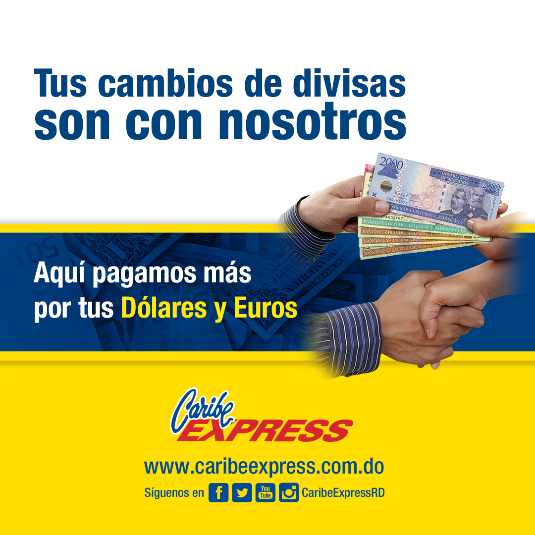 Ofreciéndote la mejor tasa del mercado. 💸💶

#sabiascaribe
#CaribeExpressRD

🖥 caribeexpress.com.do
📲 App móvil.
📞 809-221-5418.