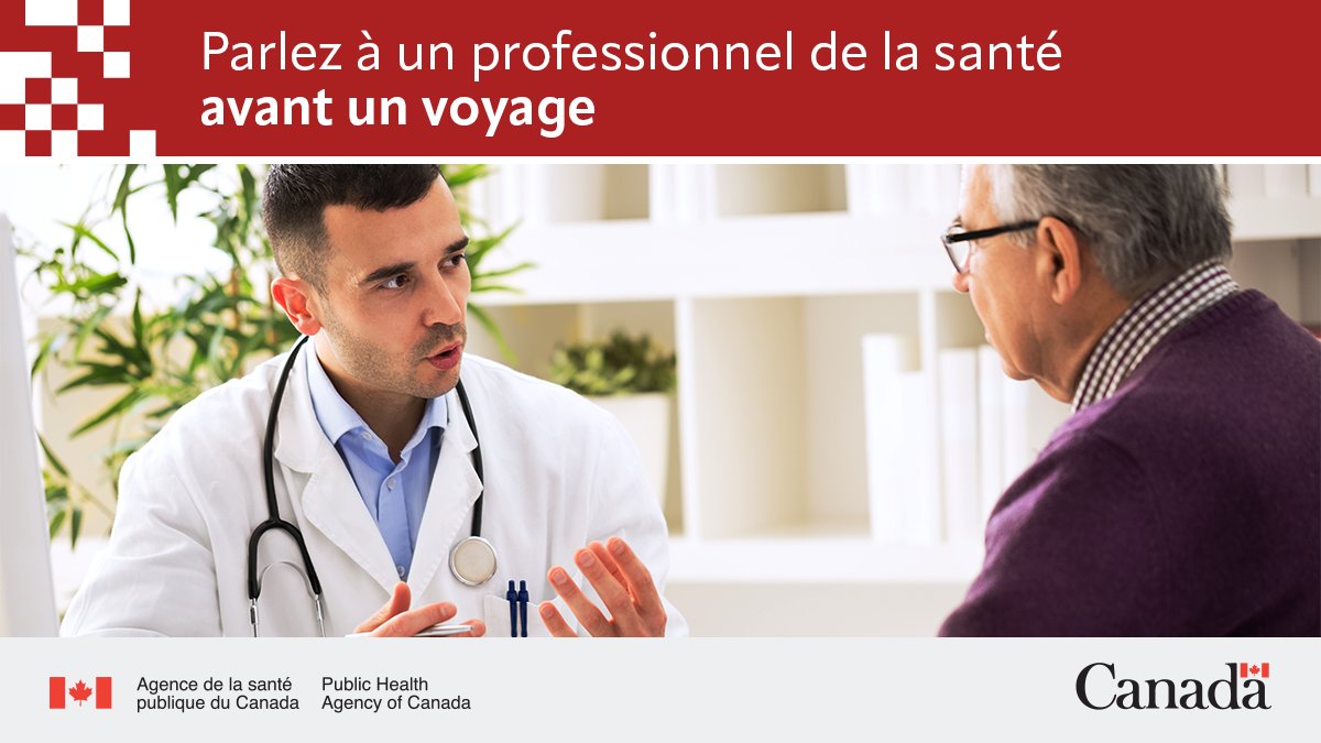 Avant un voyage à l’étranger, parlez à un professionnel de la santé pour obtenir des conseils de santé et vérifier que votre vaccination (dont celle contre la rougeole) est à jour. Voyez les vaccins recommandés aux voyageurs : ow.ly/10Co50VnlCI #SantéVoyage