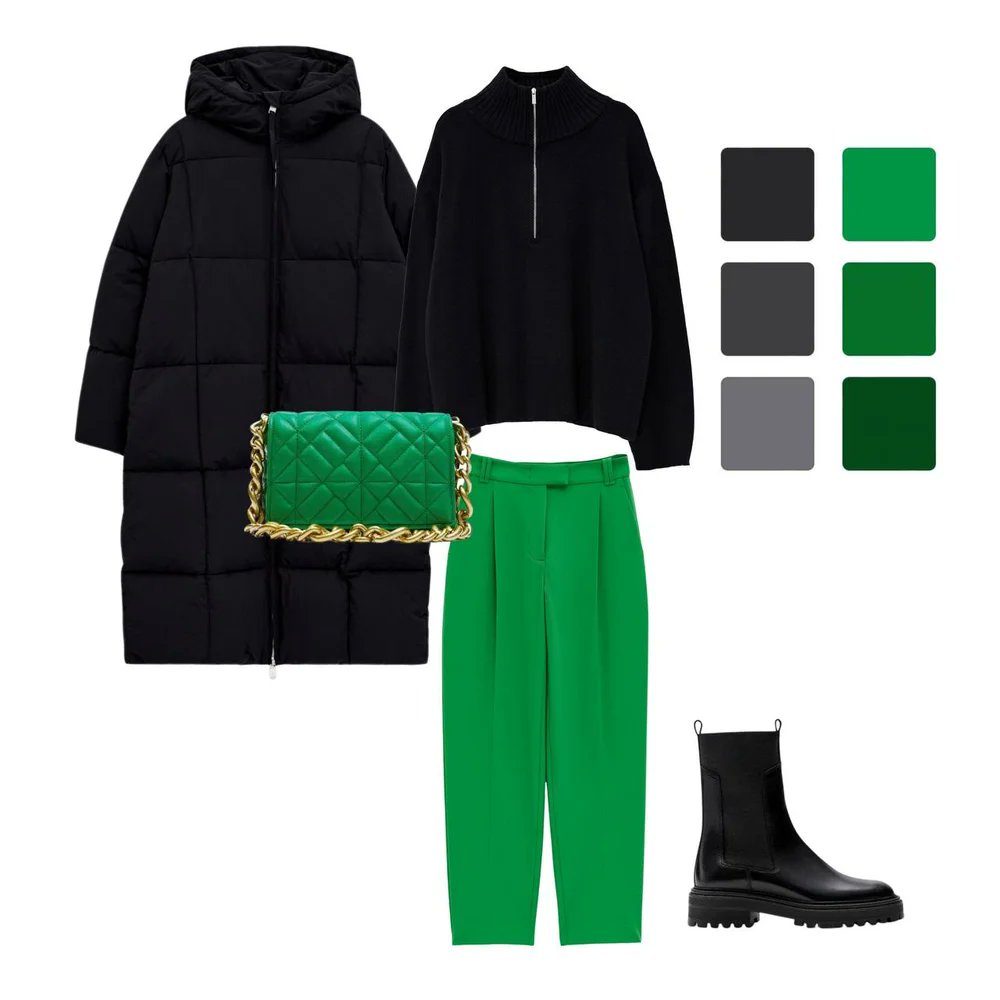 makeOutfitCom's tweet image. Fashion Essentials Dive into the world of ultra-modern green and trend-setting blocks, thin minimalism, and laconic elegance. Our collection features stylish pieces like coats, jeans, bags, chelsea boots, and more. priced at $5000 #ultramodern #trendsetting #minimalism
