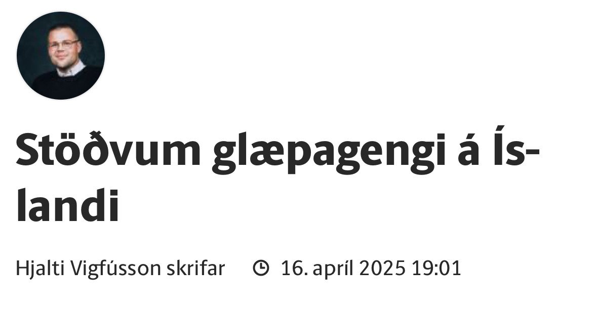 Brýt twitter-bannið mitt til þess eins að deila þessari góðu og mikilvægu grein frá Hjalta mínum og kveð ykkur svo aftur, bestu kv.

visir.is/g/20252715743d…
