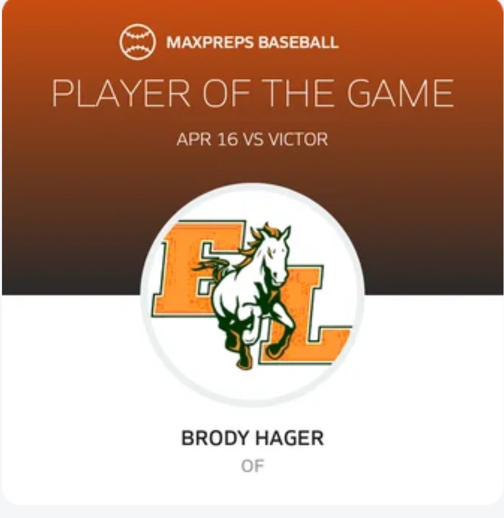 Congratulations to SR Brody Hager for being named player of the game vs Victor!!