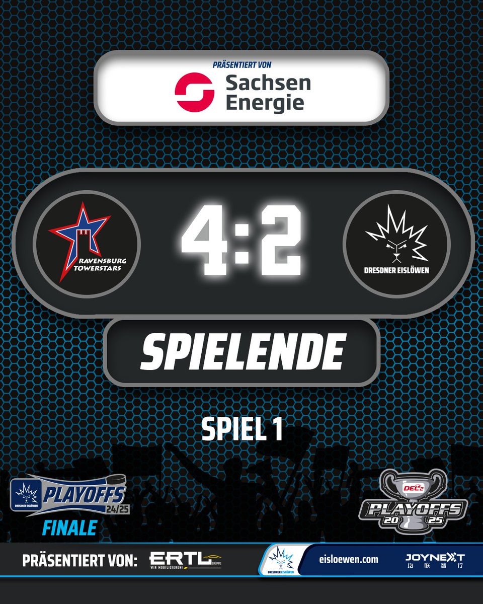 Nicht der Start in die Serie, den wir wollten, wir unterliegen den Towerstars in Spiel 1. 
Ravensburg am Ende abgezockter, wir mit zu vielen Fehlern.
Samstag geht's Zuhause weiter!

Wir sehen uns in unserem Wohnzimmer! 💙🤍

#EislöwenRudel #DresdnerEislöwen #RVTvsDRE