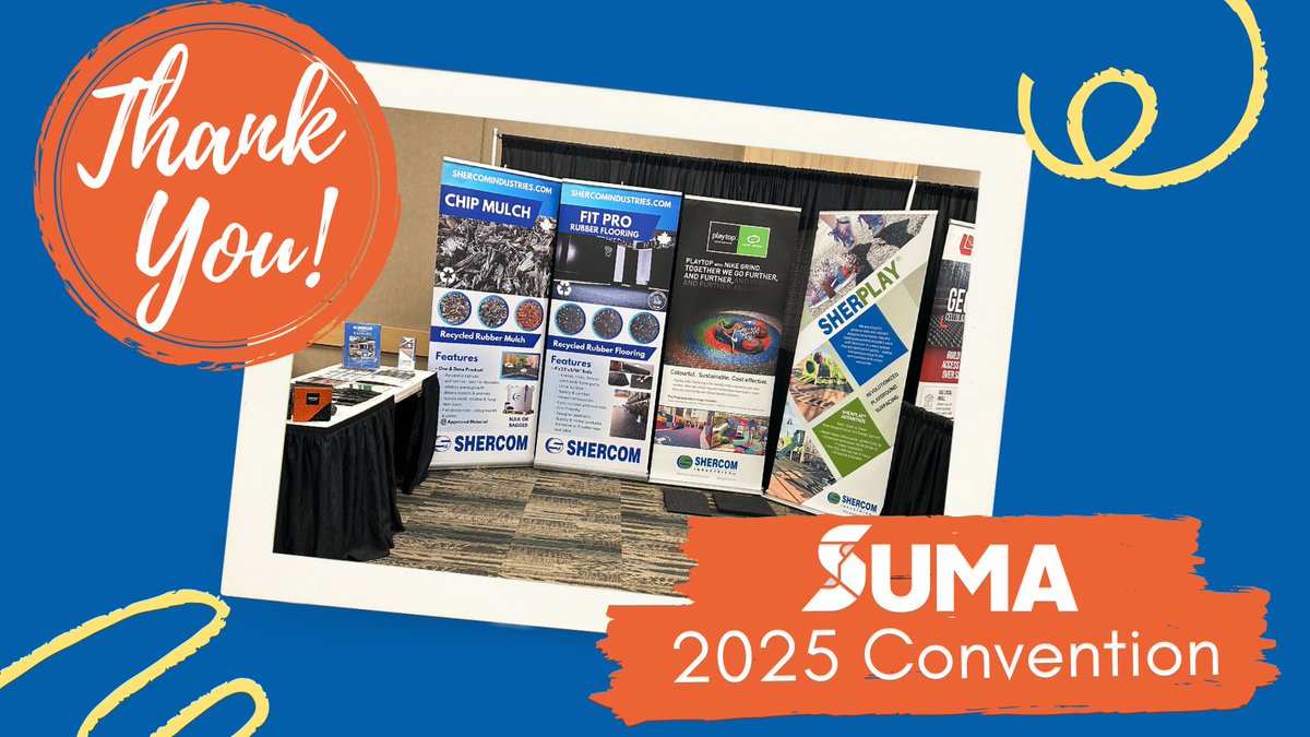 ✅ That’s a wrap on the 2025 <a href="/SUMAConnect/">SUMA</a>  Convention!
A big thank you to everyone who stopped by our booth—we loved the conversations, the questions, and the chance to talk about how we can help your community.
#SUMA2025 #Shercom #RecycledRubber