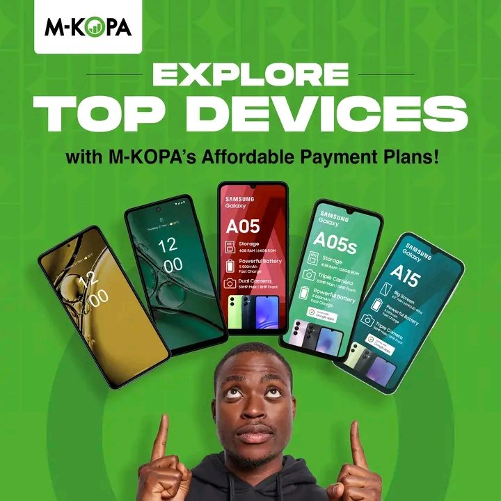 📱Get the Smartphone of Your Choice! 🌟Explore top devices with M-KOPA’s affordable payment plans! 🎉

🔹 M-KOPA X-series 🔹 Samsung A05 🔹 Samsung A15 🔹 Samsung A05s. 

With M-KOPA, enjoy flexible payment options that fit your lifestyle! Upgrade today and stay connected.