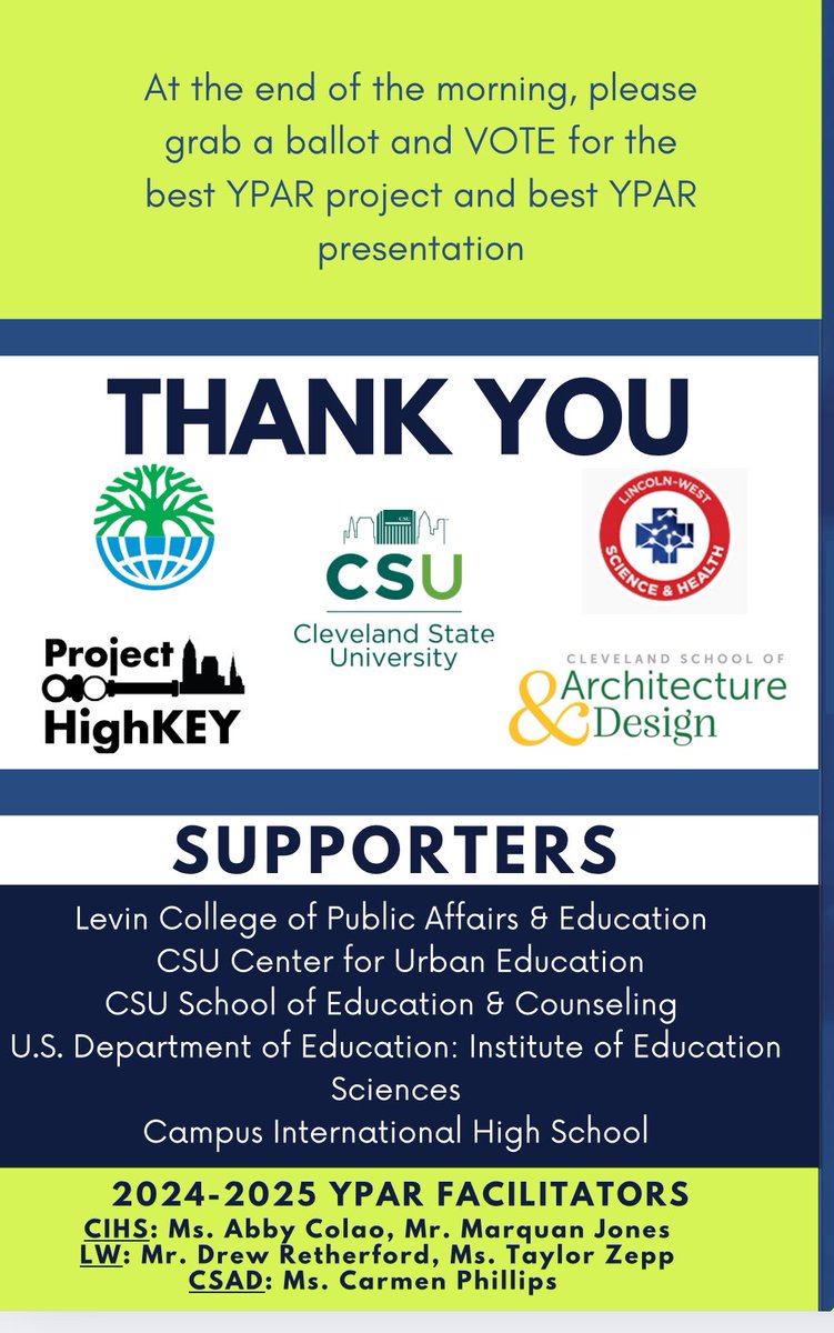 Molly BuckleyMarudas (@mollyb0903) on Twitter photo Today was the 8th Annual Campus Conference <a href="/CSULevinCollege/">Levin College of Public Affairs and Education</a> <a href="/CLE_State/">Cleveland State University</a> Congrats to <a href="/CLEMetroSchools/">Cleveland Metropolitan School District</a> youth researchers from CIHS, LWSH, CSAD! Amazing and inspiring work! 👏 Today was the 8th Annual Campus Conference <a href="/CSULevinCollege/">Levin College of Public Affairs and Education</a> <a href="/CLE_State/">Cleveland State University</a> Congrats to <a href="/CLEMetroSchools/">Cleveland Metropolitan School District</a> youth researchers from CIHS, LWSH, CSAD! Amazing and inspiring work! 👏