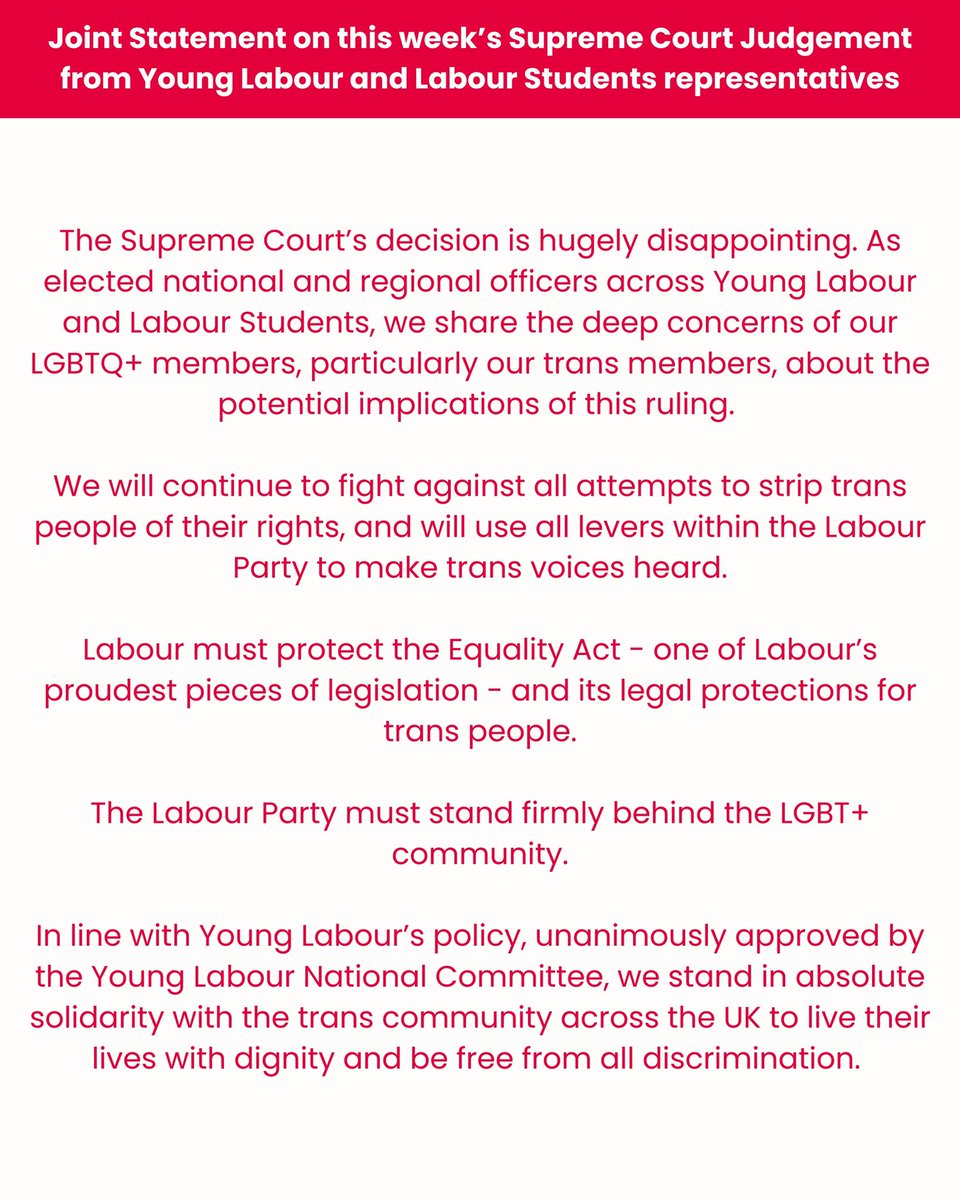 ScotsLabStudent's tweet image. We weren’t able to sign this in time, but we fully support it. 

Scottish Labour Students stands in solidarity with our trans members and the wider LGBT+ community. We will always fight for the dignity and rights of trans people.

Trans rights are human rights. Today and always.