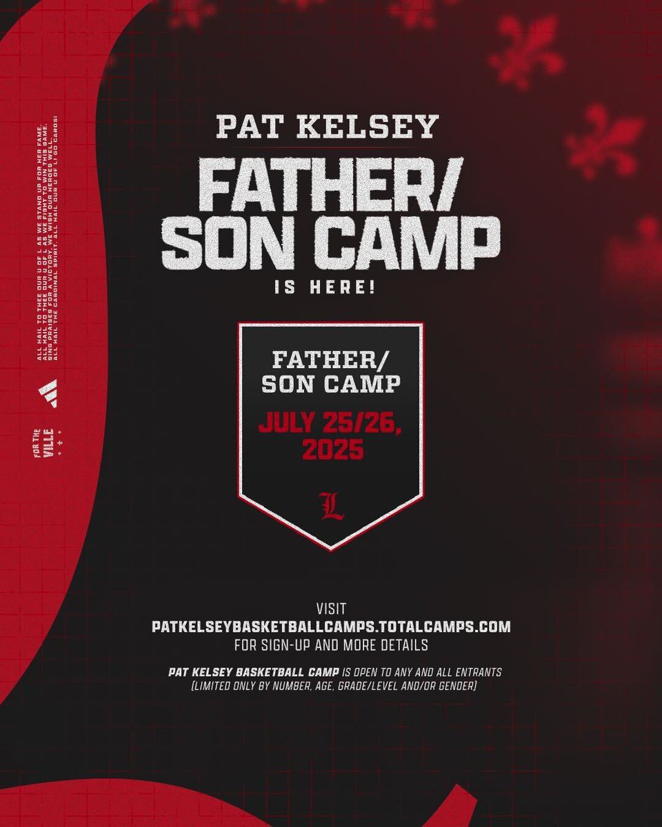 Louisville Men's Basketball (@louisvillembb) on Twitter photo Start getting those summer plans in order and register for <a href="/patkelsey/">Pat Kelsey</a> Basketball Camp today! ☀️
Sign Up: uofl.me/4iOgQ11
#GoCards Start getting those summer plans in order and register for <a href="/patkelsey/">Pat Kelsey</a> Basketball Camp today! ☀️
Sign Up: uofl.me/4iOgQ11
#GoCards