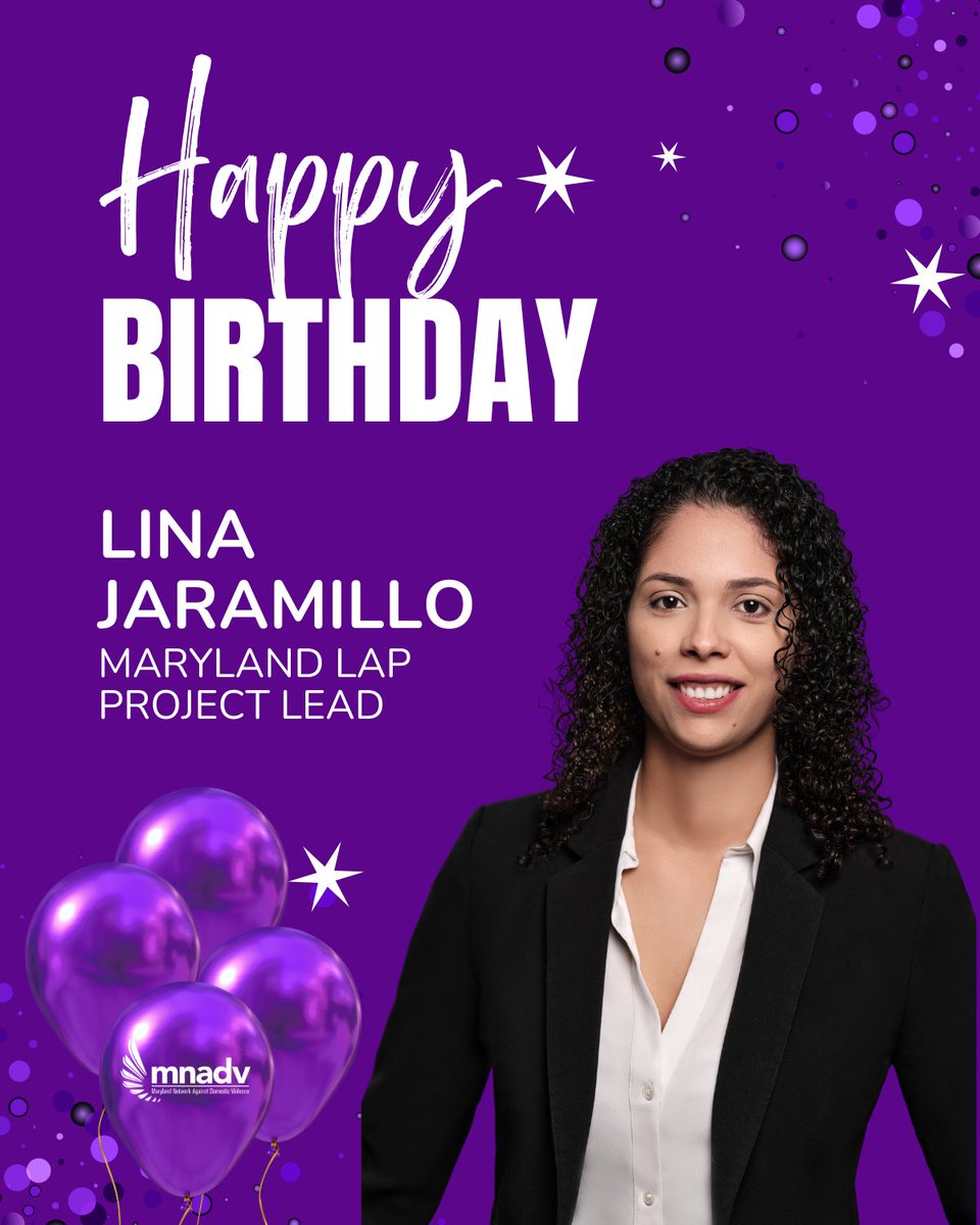 🎉 Happy Birthday, Lina Jaramillo! 🎉

Please join us in celebrating Lina Jaramillo, our dedicated Maryland LAP Project Lead here at MNADV!

Lina plays a vital role in advancing victim safety and strengthening partnerships across Maryland through her leadership on the Lethality