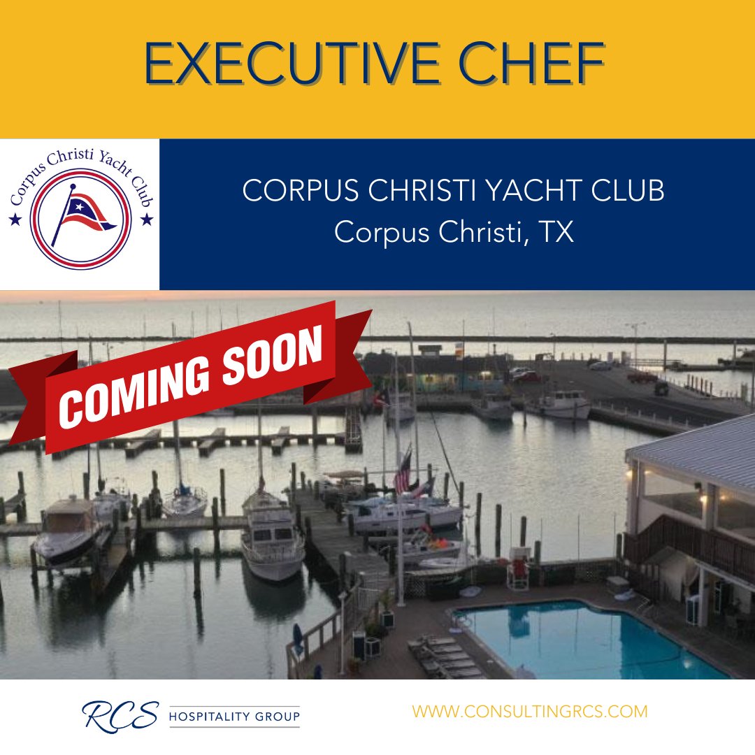🚨 Coming Soon! 🚨

RCS Hospitality Group is proud to partner with Corpus Christi Yacht Club in the search for their next Executive Chef! Stay tuned for details on this exciting opportunity to lead the culinary program at one of Texas' most storied waterfront clubs.