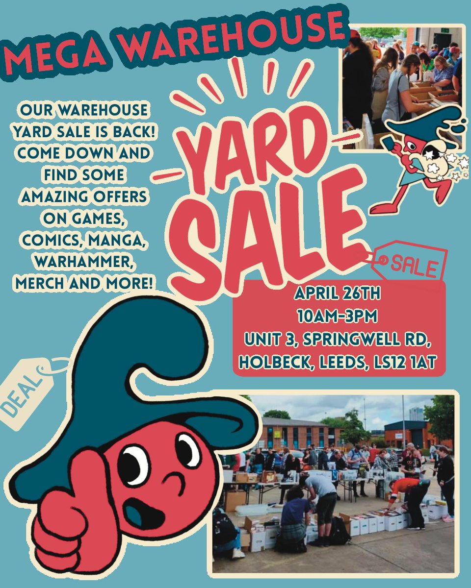 It’s back!!!! The Travelling Man Mega Warehouse Yard Sale!
Saturday the 26th of April, come down to our warehouse for some amazing deals on board games, manga, comics, warhammer and more! More details to follow - will we see you there?

#yardsale #leeds #sale