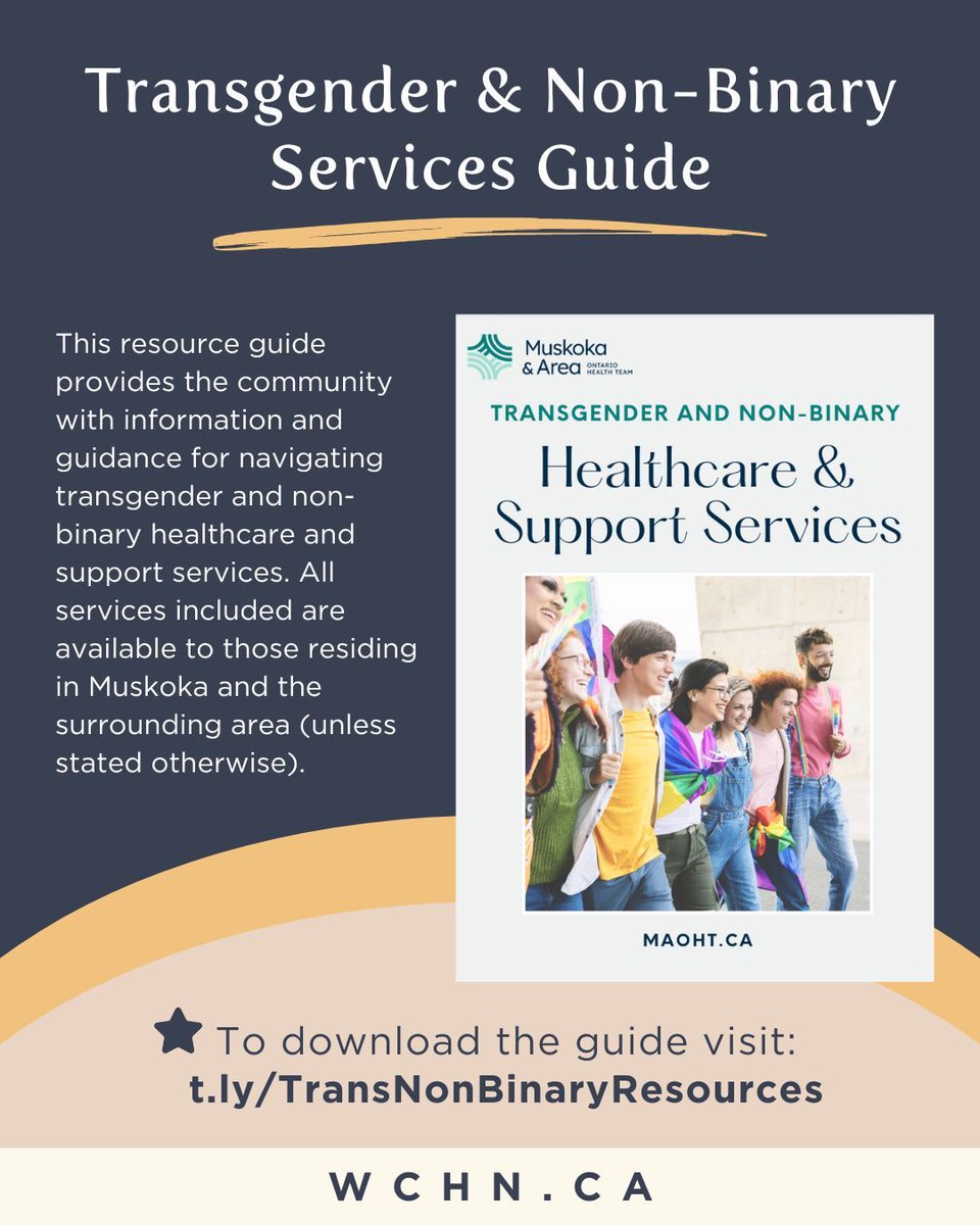WCHealthNetwork's tweet image. 🏳️‍⚧️ The Transgender &amp;amp; Non-Binary Services Guide is here to connect you with local supports! This resource helps Muskoka-area residents access inclusive healthcare and community services. 💜

📘 Download the guide: t.ly/TransNonBinary…

#TransHealth #NonBinarySupport #WCHN
