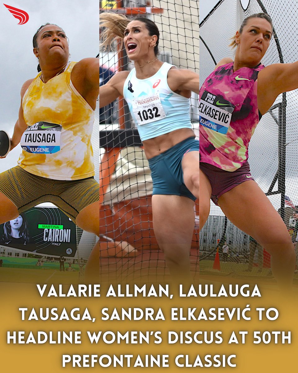 DyeStat (@dyestat) on Twitter photo Time to settle it all in the ring 🥏🥊
<a href="/vallman123/">Valarie Allman</a>, Laulauga Tausaga and Sandra Elkasević are the top entries in the women’s discus at the 5️⃣0️⃣th <a href="/nikepreclassic/">Nike Prefontaine Classic</a> on July 5!
📸: John Nepolitan; Bert Richardson Time to settle it all in the ring 🥏🥊
<a href="/vallman123/">Valarie Allman</a>, Laulauga Tausaga and Sandra Elkasević are the top entries in the women’s discus at the 5️⃣0️⃣th <a href="/nikepreclassic/">Nike Prefontaine Classic</a> on July 5!
📸: John Nepolitan; Bert Richardson