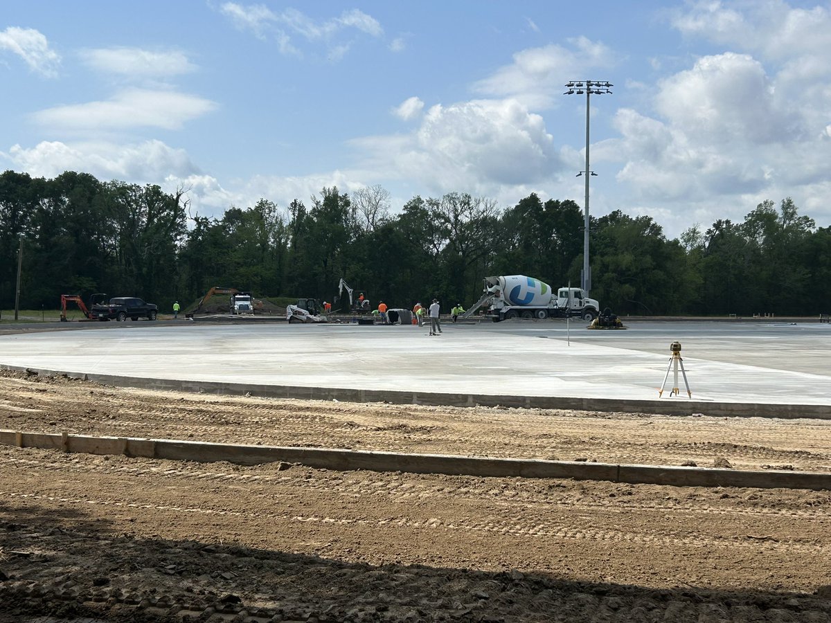 At the North Iberville Football Field the cement pour has been done and they are preparing to put the turf down. 
Geaux Bears !!!!!

#ibervilleparishschools
#movingforward