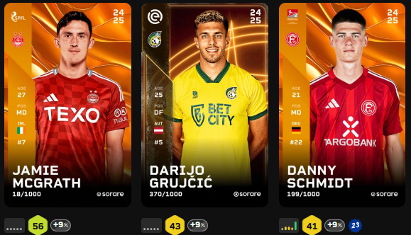 Jefzy_'s tweet photo. #Sorare #Giveaway      
I AM GIVING AWAY THESE 3 CARDS TO SOMEONE WHO:
-Follows, likes, and retweets this post          
-Comments their gallery name          
And if you want to join Sorare, use this link https://t.co/dcBdYX9Bgw https://t.co/dnteTGXe0X