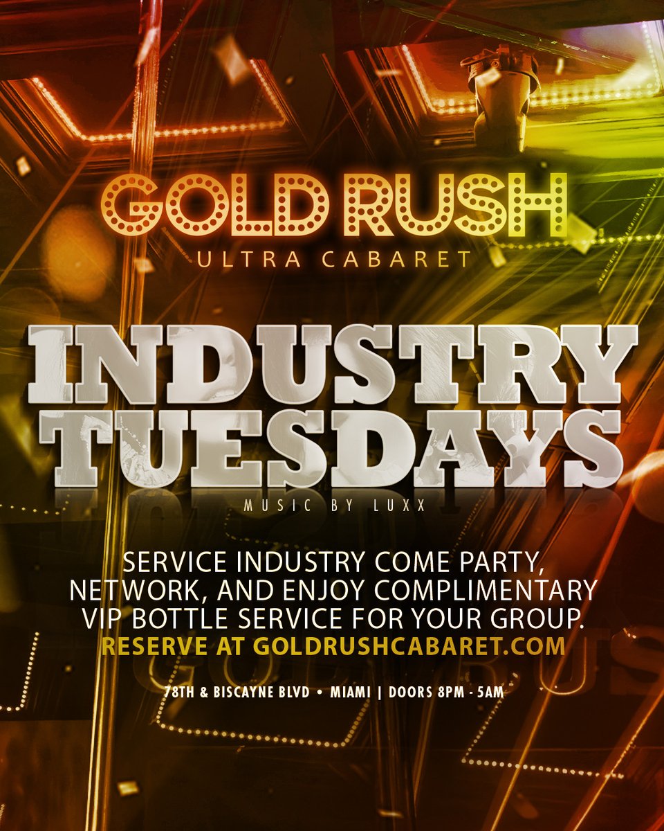 Next Tuesday belongs to our favorite servers, bartenders, and industry movers &amp; shakers 🤝 

Reserve at GoldRushCabaret.com for a complimentary bottle. Consider it our tip to you... 😏