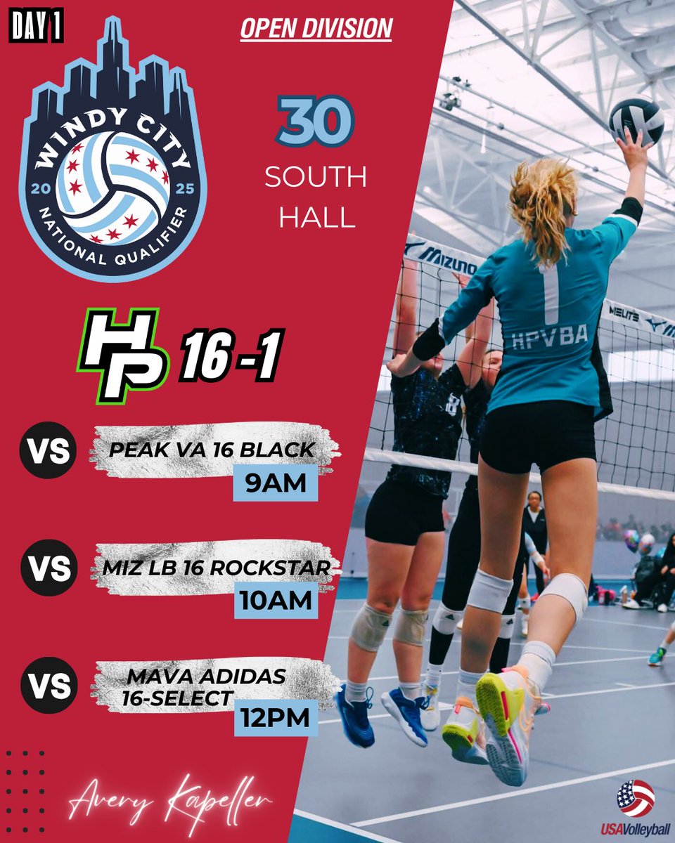 Day One schedule for the Windy City Qualifier! So excited to play in Open with my team!!
