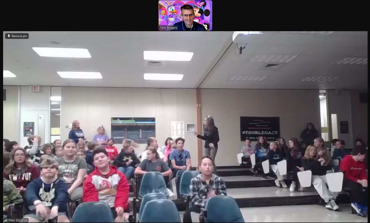 Action photo! Okay, not the greatest screen shot, but it was impossible to contain the energy on this Zoom with Ms. Buhler (teacher) and Ms. Stolarski (librarian) and Ss at St. Mary’s Area Middle School (PA) last fall. And yes, this post is very tardy. 😊 @smdutchnation
