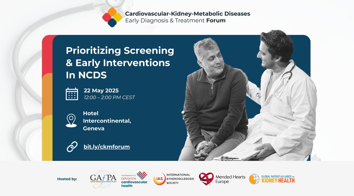 PACH is joining <a href="/globalafpa/">Global Alliance for Patient Access</a>, <a href="/mh_europe/">Mended Hearts Europe</a>, <a href="/atherosociety/">International Atherosclerosis Society (IAS)</a>, and <a href="/globalkidney/">Global Patient Alliance for Kidney Health</a> to host a policy forum on May 22 at 12pm CEST to discuss the value of screening and early intervention in cardiovascular-kidney-metabolic diseases. 

The event, held on the side of the World Health