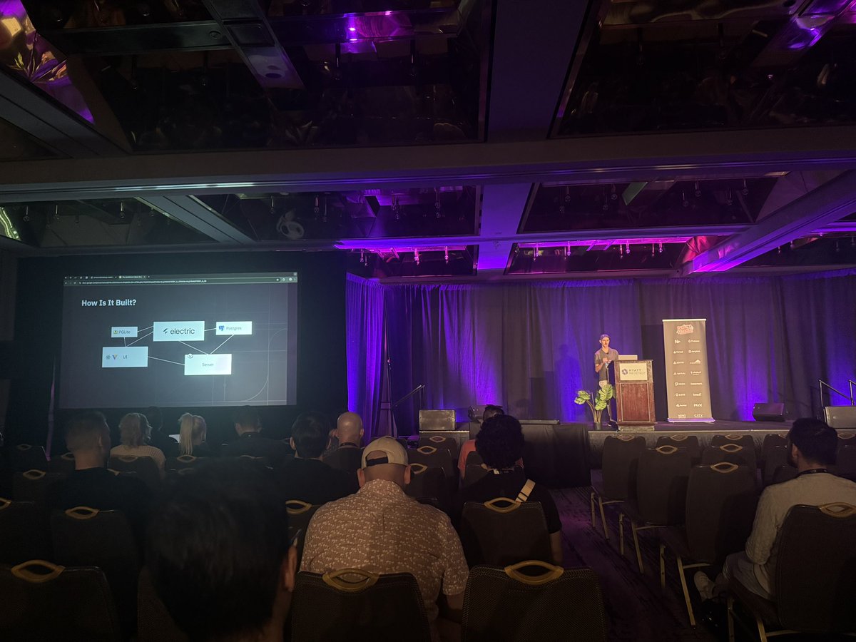 Andre Landgraf @ReactMiamiConf ๐ด (@andrelandgraf94) on Twitter photo <a href="/basehub_ai/">BaseHub</a> <a href="/HenriHelvetica/">Henri Helvetica ๐ญ๐น ๐จ๐พโ๐ ๐</a> <a href="/dillon_mulroy/">Dillon Mulroy ฮป</a> <a href="/Jemimaabu/">Jemima</a> <a href="/JovonneCameron/">Jovonne Cameron | The Social Engineer</a> Using Postgres in the browser? <a href="/davidrfgomes/">David Gomes</a> is on stage showcasing PGLite and diving into building offline-first and multiplayer experiences with ElectricSQL. ๐
Not the only sync engines talk at <a href="/ReactMiamiConf/">React Miami</a> and Iโm sure weโll see much more sync engine content this year! <a href="/basehub_ai/">BaseHub</a> <a href="/HenriHelvetica/">Henri Helvetica ๐ญ๐น ๐จ๐พโ๐ ๐</a> <a href="/dillon_mulroy/">Dillon Mulroy ฮป</a> <a href="/Jemimaabu/">Jemima</a> <a href="/JovonneCameron/">Jovonne Cameron | The Social Engineer</a> Using Postgres in the browser? <a href="/davidrfgomes/">David Gomes</a> is on stage showcasing PGLite and diving into building offline-first and multiplayer experiences with ElectricSQL. ๐
Not the only sync engines talk at <a href="/ReactMiamiConf/">React Miami</a> and Iโm sure weโll see much more sync engine content this year!