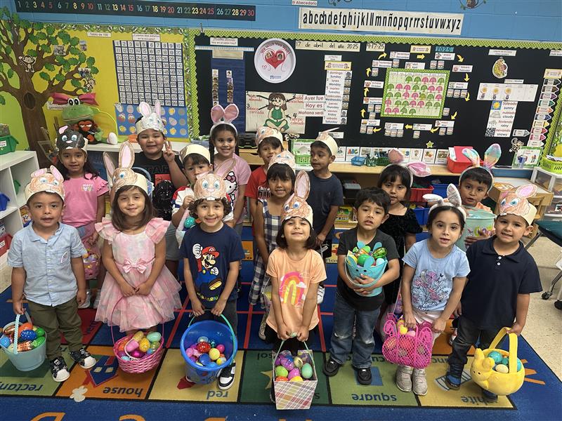 Spring has sprung and our adorable Pre-K students are hopping with joy in their bunny ears! 🌷🐰 #PreK #SpringTime #AISDProud