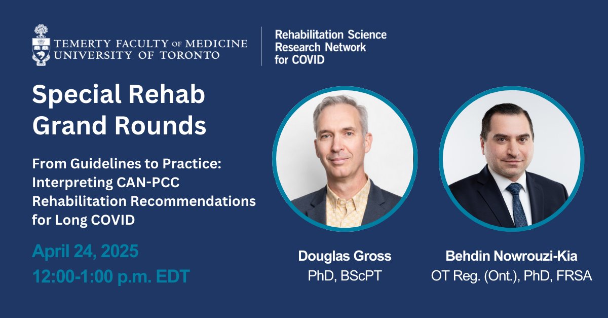 OS&OT at UofT (@osot_uoft) on Twitter photo π’Join us for a Special Rehab Grand Rounds: From Guidelines to Practice: Interpreting CAN-PCC Rehabilitation Recommendations for Long COVID, hosted by <a href="/UofTCOVIDRehab/">Rehabilitation Science Research Network for COVID</a>.
π
April 24, 2025 from 12-1 p.m. EDT. Attend in-person on virtually. forms.office.com/r/iFg6ZTg2TR π’Join us for a Special Rehab Grand Rounds: From Guidelines to Practice: Interpreting CAN-PCC Rehabilitation Recommendations for Long COVID, hosted by <a href="/UofTCOVIDRehab/">Rehabilitation Science Research Network for COVID</a>.
π
April 24, 2025 from 12-1 p.m. EDT. Attend in-person on virtually. forms.office.com/r/iFg6ZTg2TR