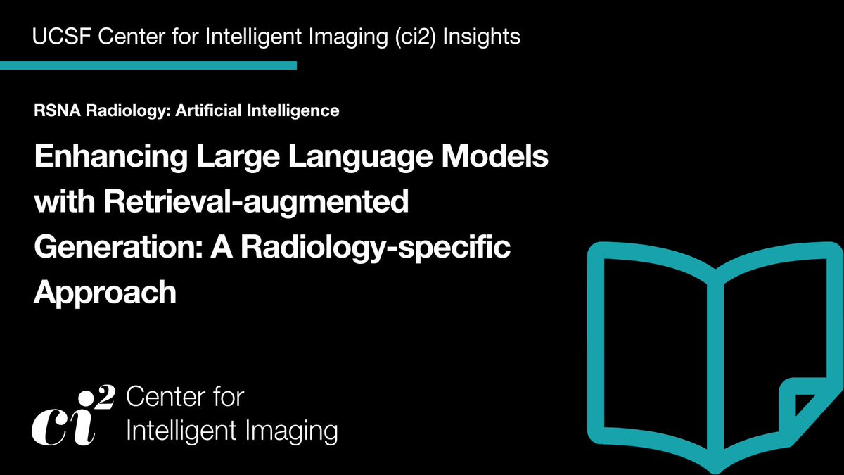 UCSF Center for Intelligent Imaging (@ucsf_ci2) on Twitter photo .@UCSF_Ci2s Dr. Andreas Rauschecker (<a href="/DrDreMDPhD/">Andreas Rauschecker</a>) & colleagues developed a radiology-specific retrieval-augmented generation (RAG). Performance of five #LargeLanguageModels with & without RAG on a 192-question #radiology examination was compared. bit.ly/4czVPVm .@UCSF_Ci2s Dr. Andreas Rauschecker (<a href="/DrDreMDPhD/">Andreas Rauschecker</a>) & colleagues developed a radiology-specific retrieval-augmented generation (RAG). Performance of five #LargeLanguageModels with & without RAG on a 192-question #radiology examination was compared. bit.ly/4czVPVm