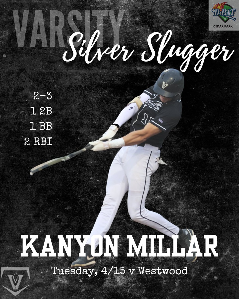 Our D-Bat Cedar Park Silver Slugger for the first matchup with the Warriors is senior, Kanyon Millar!
#whatsnext