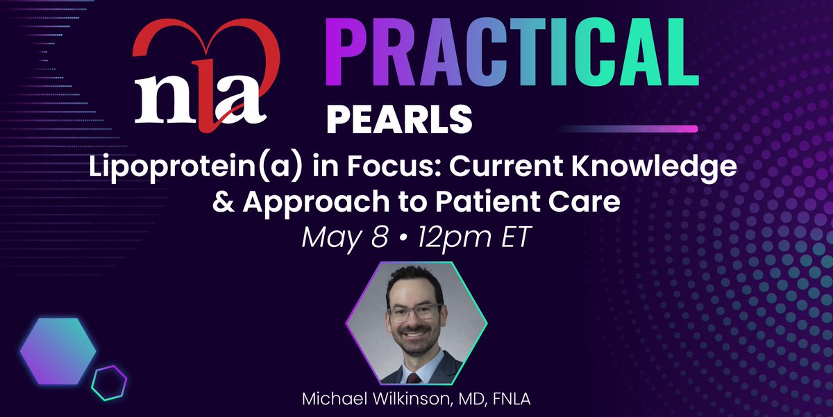 National Lipid Association (@nationallipid) on Twitter photo Join us May 8 at 12PM ET for "Lipoprotein(a) in Focus" with <a href="/MWilkinsonMD/">Michael Wilkinson</a>! Review Lp(a) structure, patient care strategies, and future therapies. Don’t miss these practical pearls! 🔗
Register now! lipid.org/practicalpearls
#lipids #cardiology Join us May 8 at 12PM ET for "Lipoprotein(a) in Focus" with <a href="/MWilkinsonMD/">Michael Wilkinson</a>! Review Lp(a) structure, patient care strategies, and future therapies. Don’t miss these practical pearls! 🔗
Register now! lipid.org/practicalpearls
#lipids #cardiology