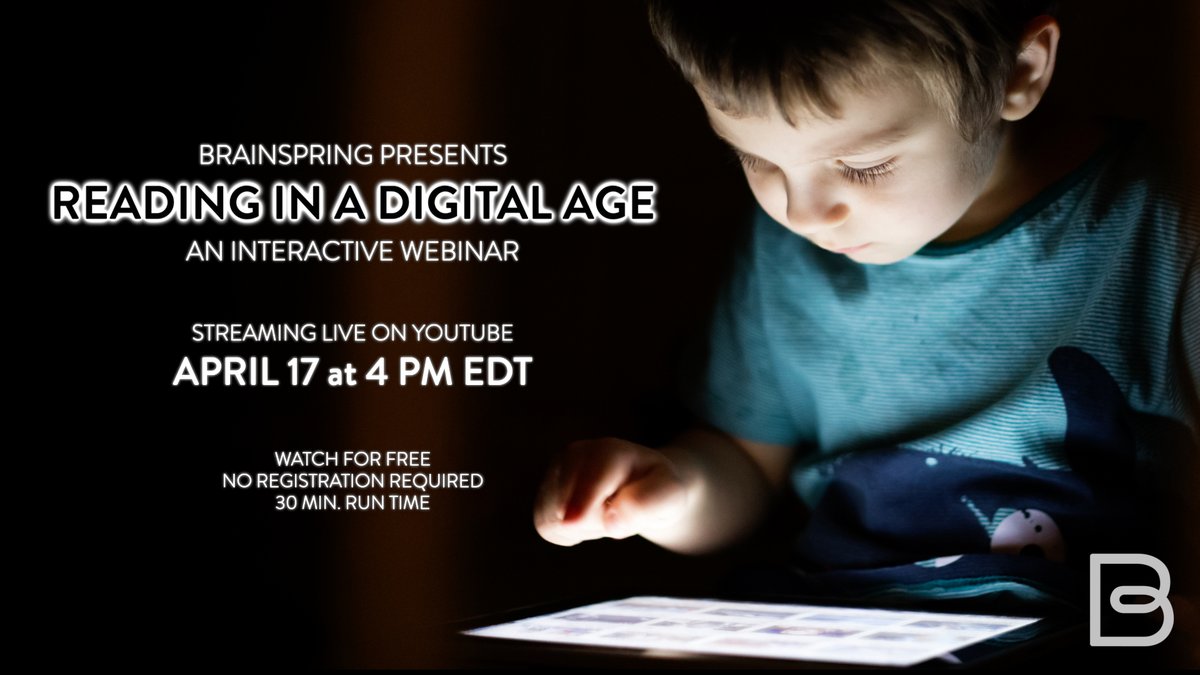 IN JUST ONE HOUR...
Join us LIVE for a free, interactive presentation: "Reading in a Digital Age." No registration required!
Streaming April 17 at 4 PM EDT at 
youtube.com/live/ldCPntR4A…
#digitalliteracy #LiteracyDevelopment #Webinar
