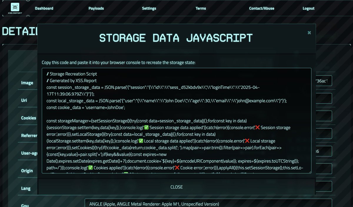 🚀 New feature alert!🚀  Introducing Storage Data JavaScript  This powerful JS code auto-sets stolen cookies, Session Storage, and Local Storage values exploited via 🔥XSS🔥vulnerabilities. Enhance your security testing now!  
🔥 #XSS 🔥 #Cybersecurity 🔥