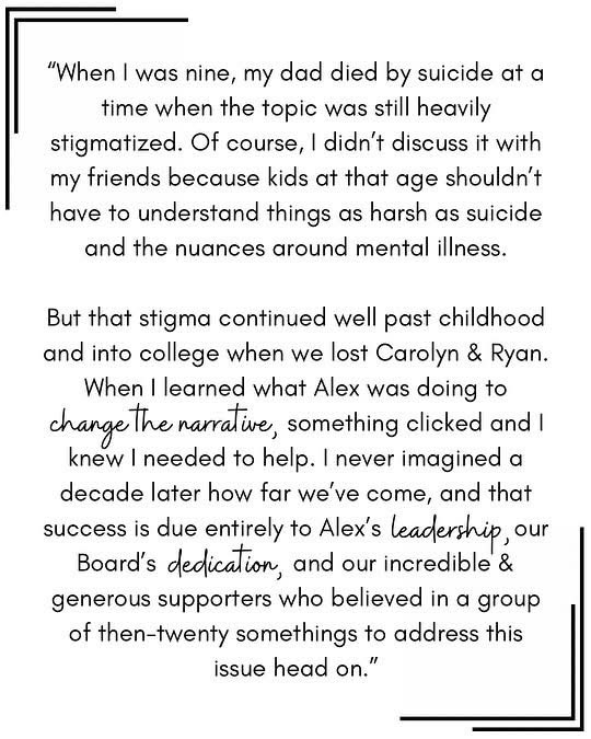 ProjectWakeUp_'s tweet photo. Today’s #PWUChangemakers spotlight is dedicated to our fearless leader, PWU President @dkerth42, who has worked tirelessly over the last decade-plus to turn tragedy into transformation for countless individuals impacted by the stigmatization of suicide and mental health. 🤍 https://t.co/ZTD7oSmQdp