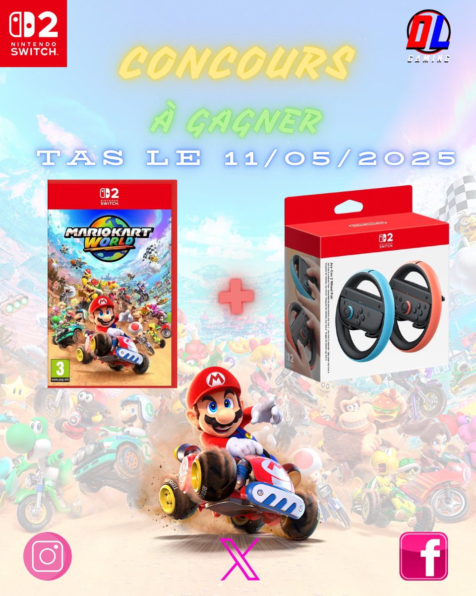 DL GAMING 🌺 🐣🌸 (@dlgaming22) on Twitter photo 🚗 Concours Mario Kart World 🚙
𝗣𝗼𝘂𝗿 𝗽𝗮𝗿𝘁𝗶𝗰𝗶𝗽𝗲𝗿 :
🚗 Suivre <a href="/DLGAMING22/">DL GAMING 🌺 🐣🌸</a>
🚙 Tag 1 amis
🚗 Like & RT
🚙 TAS : 11/05/25
🚗 1 commentaire 🟰 1 participation
Bonne Chance à tous 😘
#CONCOURS #MarioKartWorld #NintendoSwitch2 🚗 Concours Mario Kart World 🚙
𝗣𝗼𝘂𝗿 𝗽𝗮𝗿𝘁𝗶𝗰𝗶𝗽𝗲𝗿 :
🚗 Suivre <a href="/DLGAMING22/">DL GAMING 🌺 🐣🌸</a>
🚙 Tag 1 amis
🚗 Like & RT
🚙 TAS : 11/05/25
🚗 1 commentaire 🟰 1 participation
Bonne Chance à tous 😘
#CONCOURS #MarioKartWorld #NintendoSwitch2