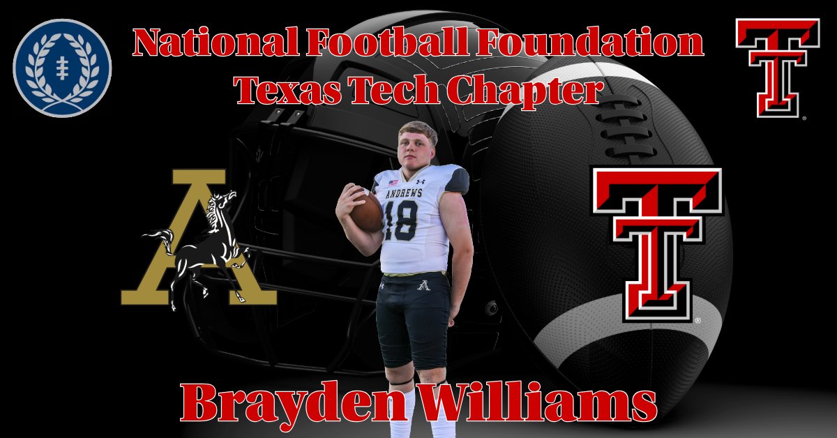 NFFTexasTech's tweet image. Our last @NFFTexasTech High School Scholar Athlete of 2025, Brayden Williams! A three year letterman in Football and Baseball, THSCA Academic All state, NHS, 2 Time All District
@AndrewsAthletics | @Brayw99