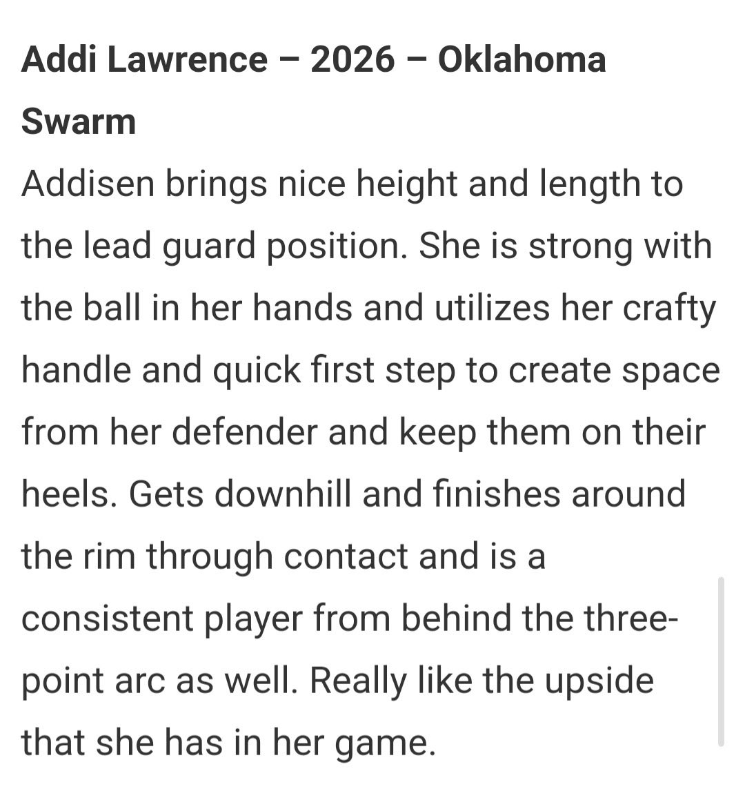 Addisen Lawrence (@lawrence_addi) on Twitter photo Write up from <a href="/JrAllStarBB/">Jr. All-Star Girls Basketball</a>. Thank you!
<a href="/2026_swarm/">Oklahoma Swarm 2026</a> <a href="/OklahomaSwarm1/">OK Swarm HS Girls</a> Write up from <a href="/JrAllStarBB/">Jr. All-Star Girls Basketball</a>. Thank you!
<a href="/2026_swarm/">Oklahoma Swarm 2026</a> <a href="/OklahomaSwarm1/">OK Swarm HS Girls</a>