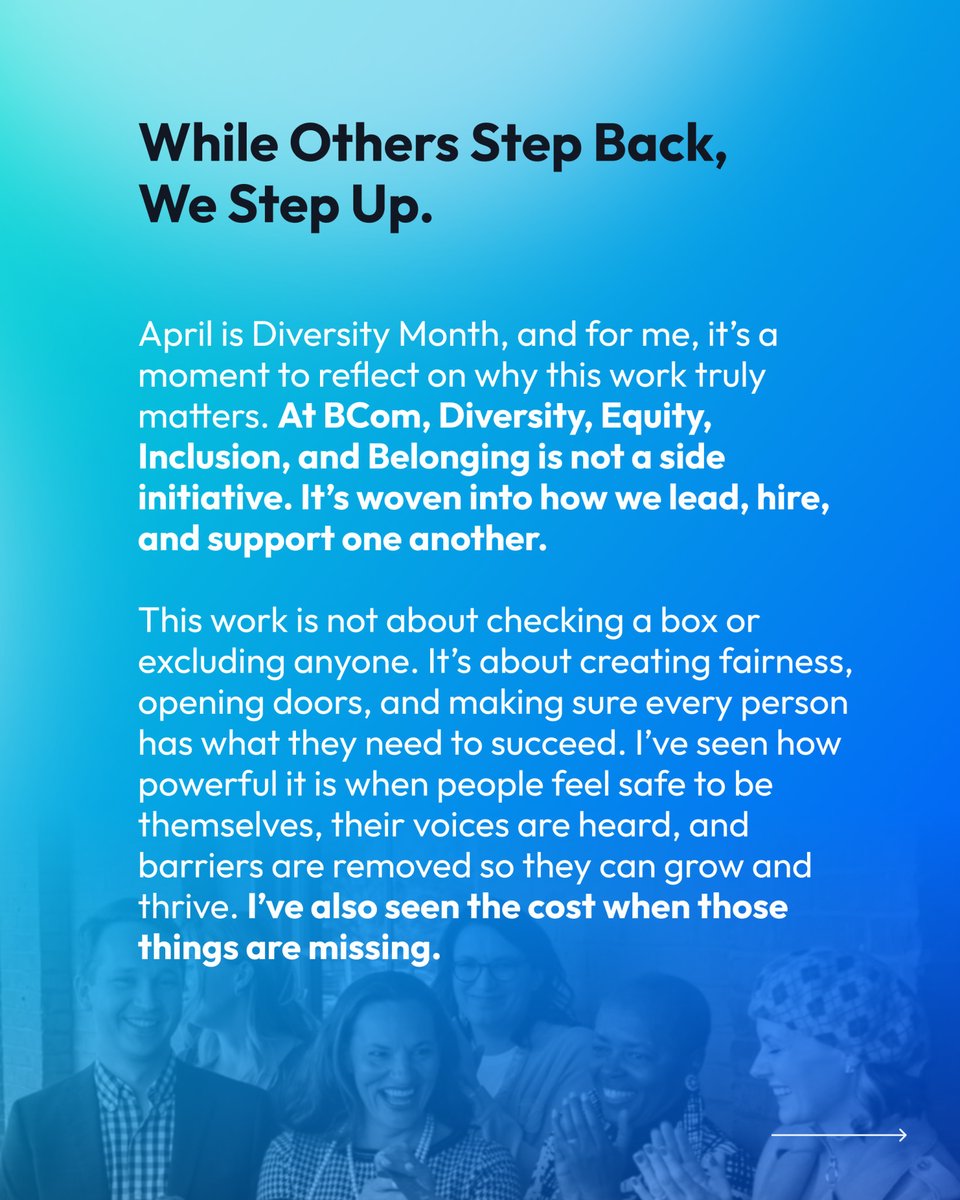 bcom_solutions's tweet image. April is Diversity Month! Hear from BCom People Operations Manager Matilda Kiwanuka on our company&apos;s approach to diversity, equity, inclusion and belonging. 📣🩵
