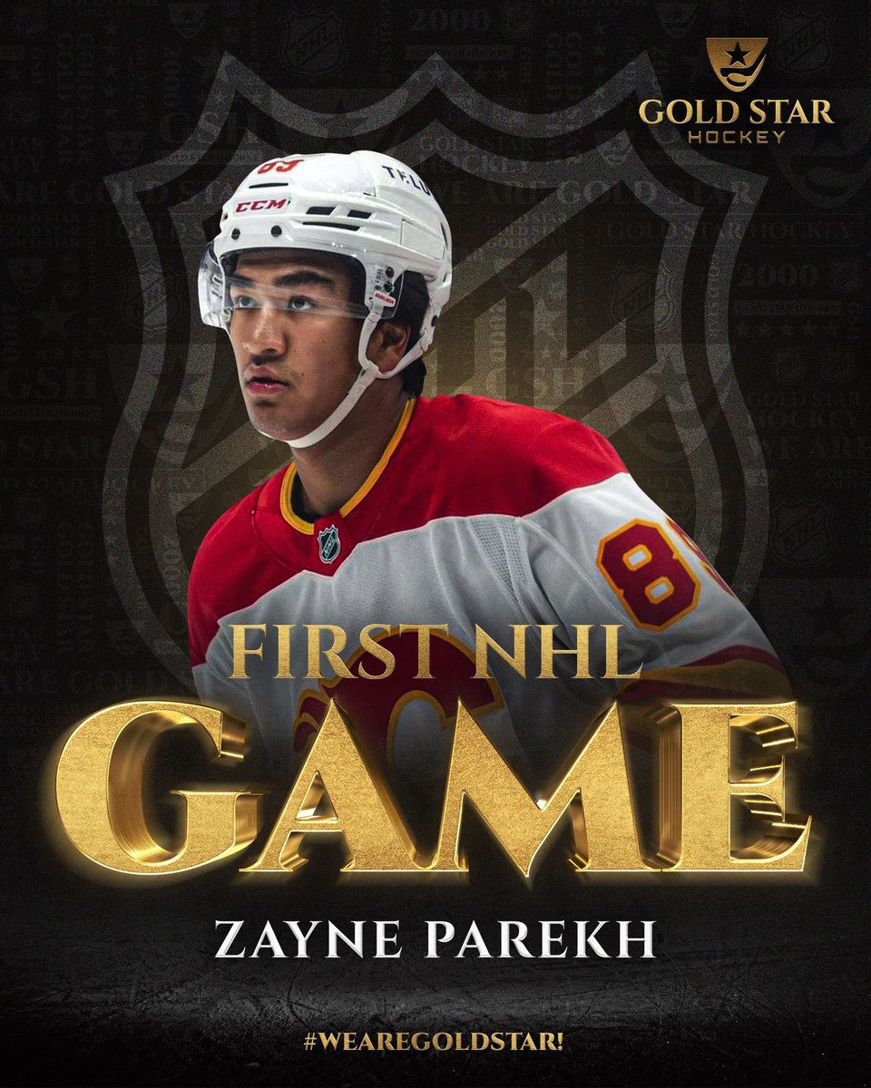 Congratulations to Zayne Parekh of the Calgary #Flames on playing his first career NHL game tonight! #WeAreGoldStar!