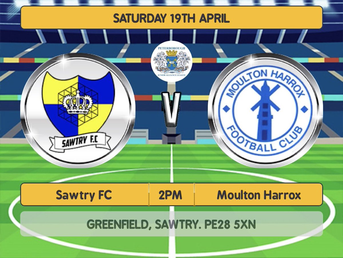SawtryFC's tweet photo. ‼️ Match - Sat 19 April‼️

💛⚽️💙

Res: (A)

🆚 Moulton Harrox Res
🕰️ 2 PM
📍 MOULTON PLAYING FIELD PAVILION BROAD LANE, MOULTON. PE12 6PN
🏆 @PDFLUK Div 3

Good luck lads! 🤞

💛⚽️💙

@HuntsFA https://t.co/S0J53njV9R