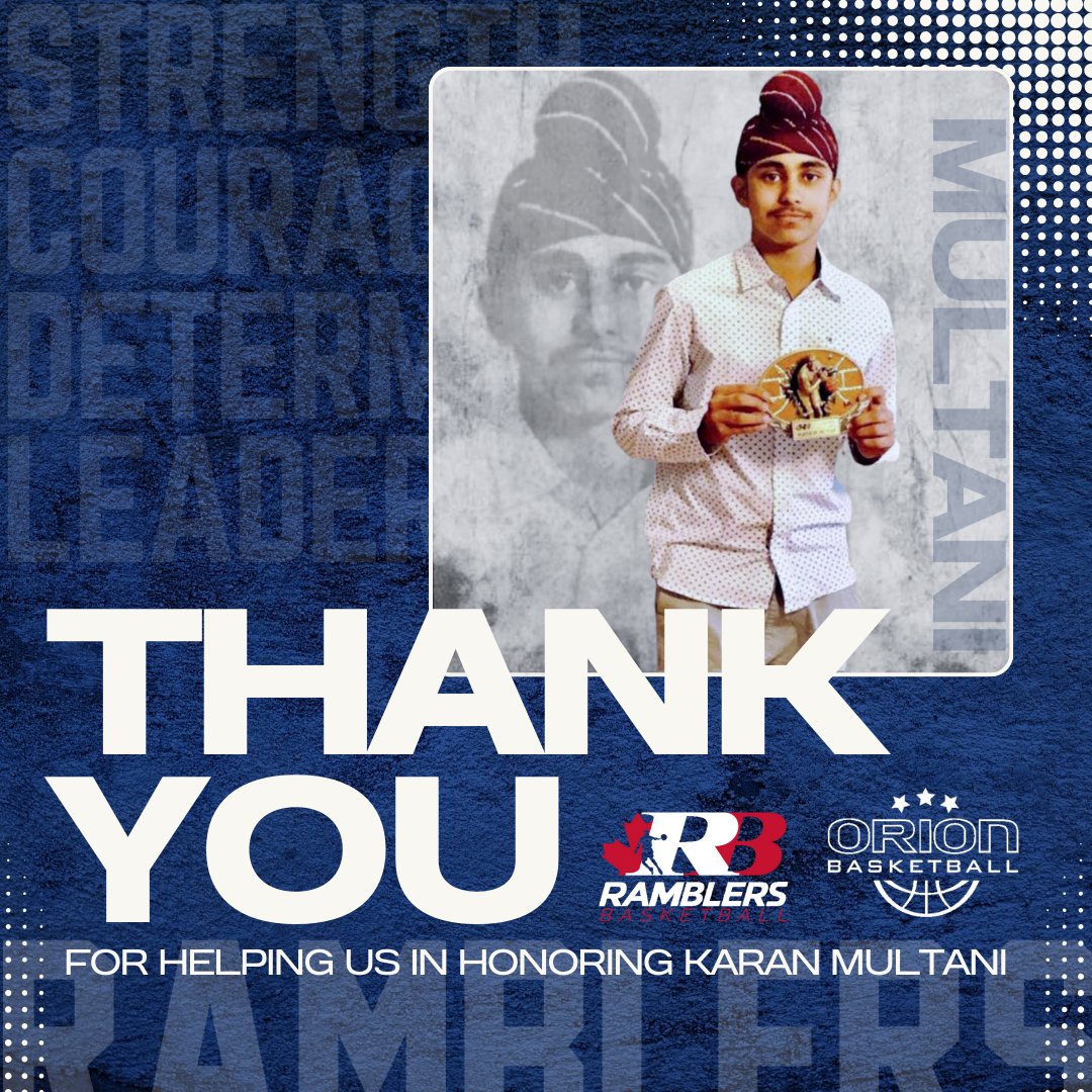 Thank you to our U14 boys team and coaches for helping to continue to honor Karan's memory.

Thank you Orion Basketball for your participation and use of the facility for the game.

And last but not least, thank you Multani's for your continued love and support of our program!