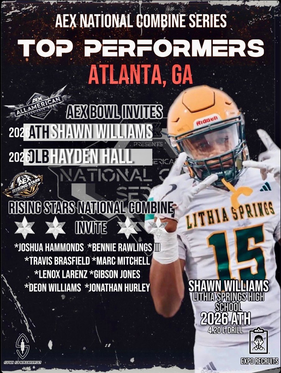 Blessed 🙏🏾! Thank you <a href="/SacShowcase/">SAC SHOWCASE 🏈</a> ✈️ Let’s go! <a href="/PlayBookAthlete/">PLAYBOOK ATHLETE</a> <a href="/QBC_Atlanta/">QB Country Atlanta</a> <a href="/RecruitGeorgia/">Recruit Georgia</a> <a href="/Football_SWHS/">Southwest Football</a> <a href="/ExpoRecruits/">Expo Recruits</a>
