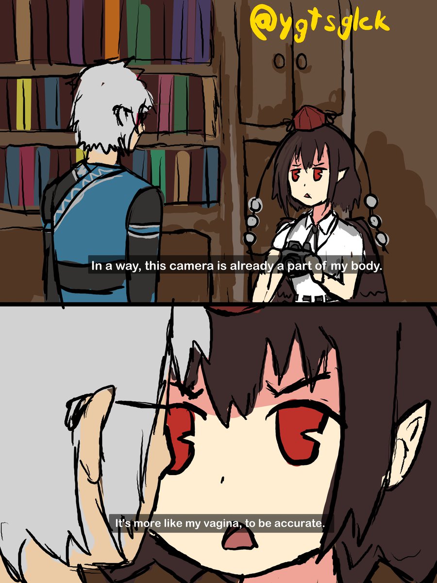 ygtsglck's tweet image. doodled a funny idea i saw it in my dream
aya sexually harassing rinnosuke
#生徒会役員共 #seitokaiyakuindomo #射命丸文 #東方Project #東方 #霖之助