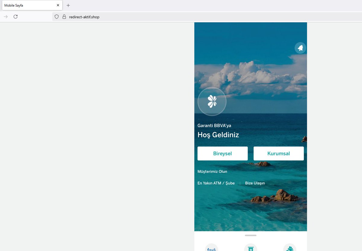 💢Potential Phishing URL: hxxps[://]redirect-aktif[.]shop/
📌Target Domain URL: hxxps[://]www[.]garantibbva[.]com[.]tr/
#phishing #garantibbvaphishing #turkeyphishing <a href="/urldna/">urlDNA.io</a> <a href="/urlscanio/">urlscan.io</a> <a href="/phishingalert/">Phishing Alert</a> <a href="/PhishStats/">Phish.Stats</a> <a href="/PhishFindR/">PhishFindR</a> <a href="/ULTRAFRAUD/">ULTRAFRAUD</a> <a href="/Sync_Pundit/">Sync_Pundit 👽😎🔱🔥</a> <a href="/CatcherPhishing/">Phishing Catcher</a> <a href="/tdatwja/">misaki</a>