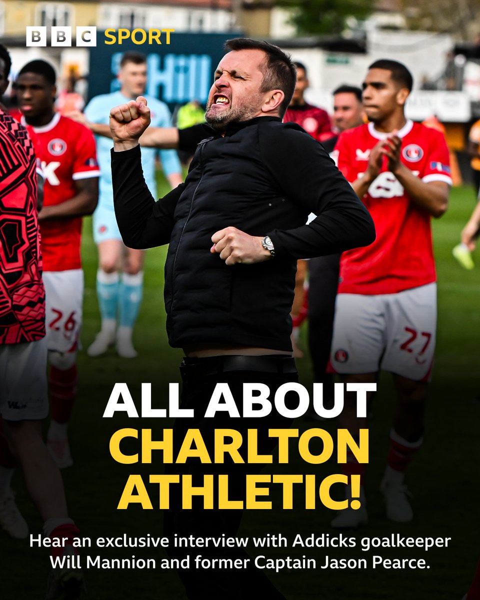 🚨 All About Charlton Athletic! 

💬 Insight, analysis, and stories from inside the Addicks camp. Hear exclusive interviews with goalkeeper Will Mannion and former Captain Jason Pearce!

📲 Listen Here: bbc.co.uk/programmes/p0l…

#BBCFootball #CAFC