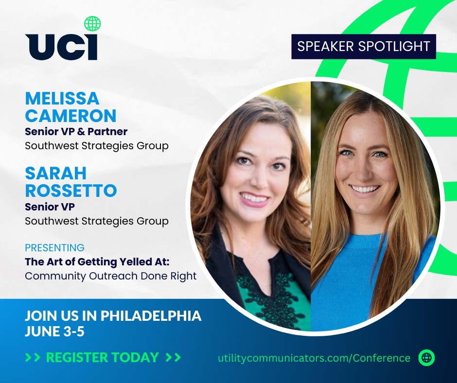 Don't miss out on this presentation from Melissa and Sarah on "The Art of Getting Yelled At: Community Outreach Done Right" at the UCI conference. Register today: utilitycommunicators.com/conference
