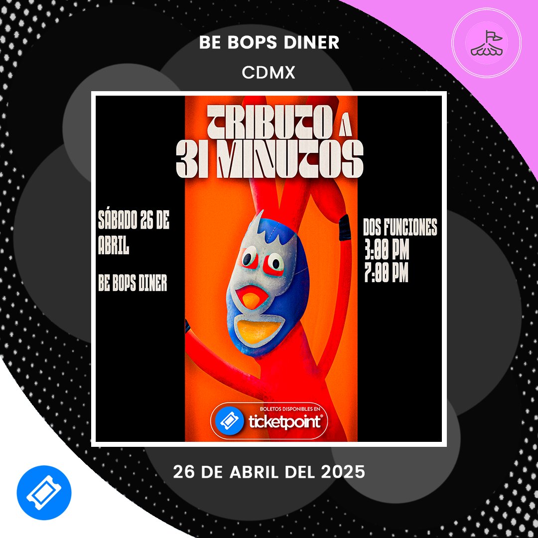 EL MEJOR TRIBUTO HECHO POR FANS DE 31 MINUTOS 🤩
Este 26 de ABRIL de 2025 en Be Bops Diner, CDMX.
🎟BOLETOS DISPONIBLES EN: tpoint.mx/3QYuen5
#TicketPoint #CDMX #31minutosmexico