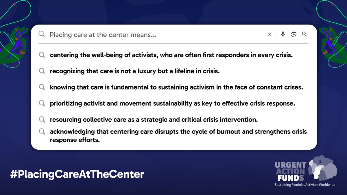 As part of the global Urgent Action Sister Funds consortium sustaining women's rights movements in 160+ countries, we at Urgent Action Fund Africa are proud to co-launch the collaborative #PlacingCareAtTheCenter campaign. 
Join the conversation every Thursday as we share the