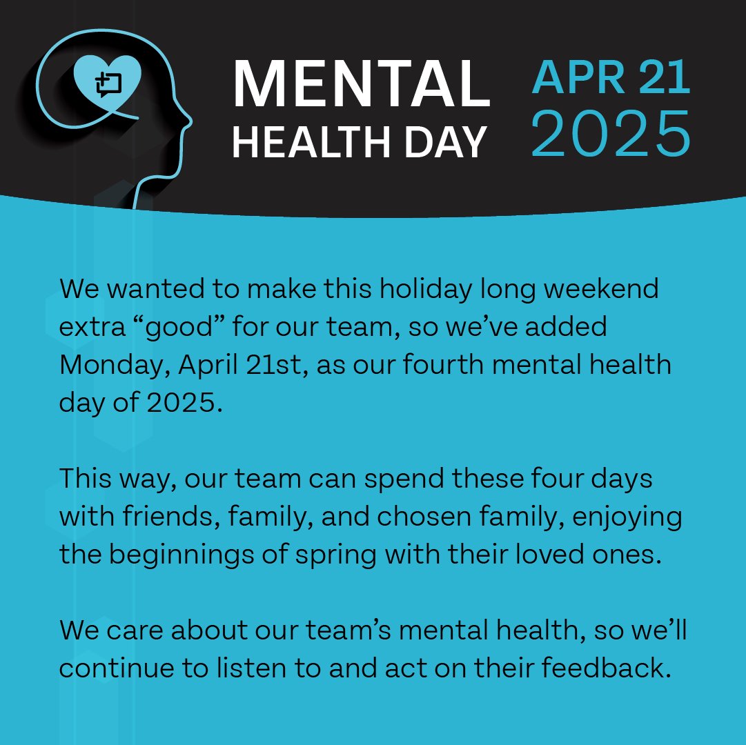 We're logging off for an extra-long weekend to prioritize what matters most—mental health, rest, and time with loved ones.

#MentalHealthMatters #LifeAtThoughtExchange