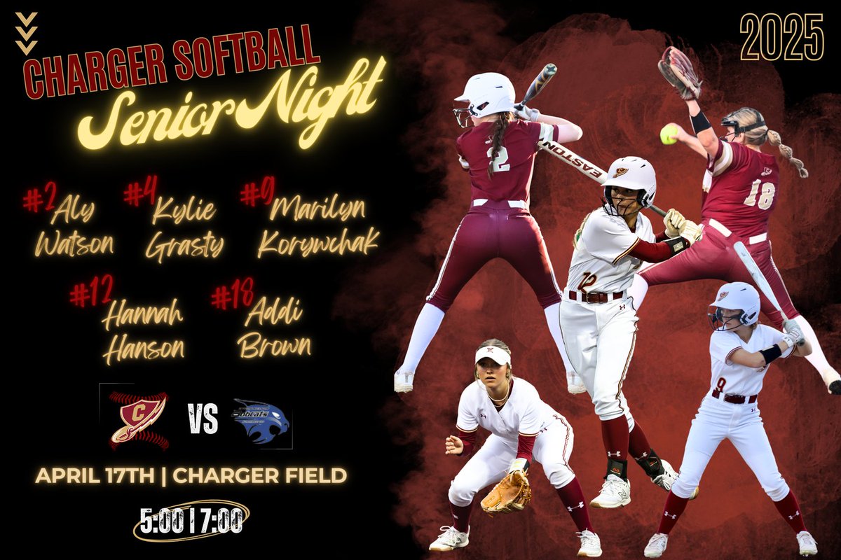 Chargers Softball (@kcsb_chargers) on Twitter photo It’s SENIOR NIGHT at Charger Field!👩🏼🎓♥️
Join us as we recognize our Fab 5 Seniors before our district matchup against Byron👏🏼 See you in the stands! <a href="/KISDAthletics/">Keller ISD Athletics</a> <a href="/Chargers_CHS/">⚡️Keller Central Athletics⚡️</a> #BTM It’s SENIOR NIGHT at Charger Field!👩🏼🎓♥️
Join us as we recognize our Fab 5 Seniors before our district matchup against Byron👏🏼 See you in the stands! <a href="/KISDAthletics/">Keller ISD Athletics</a> <a href="/Chargers_CHS/">⚡️Keller Central Athletics⚡️</a> #BTM